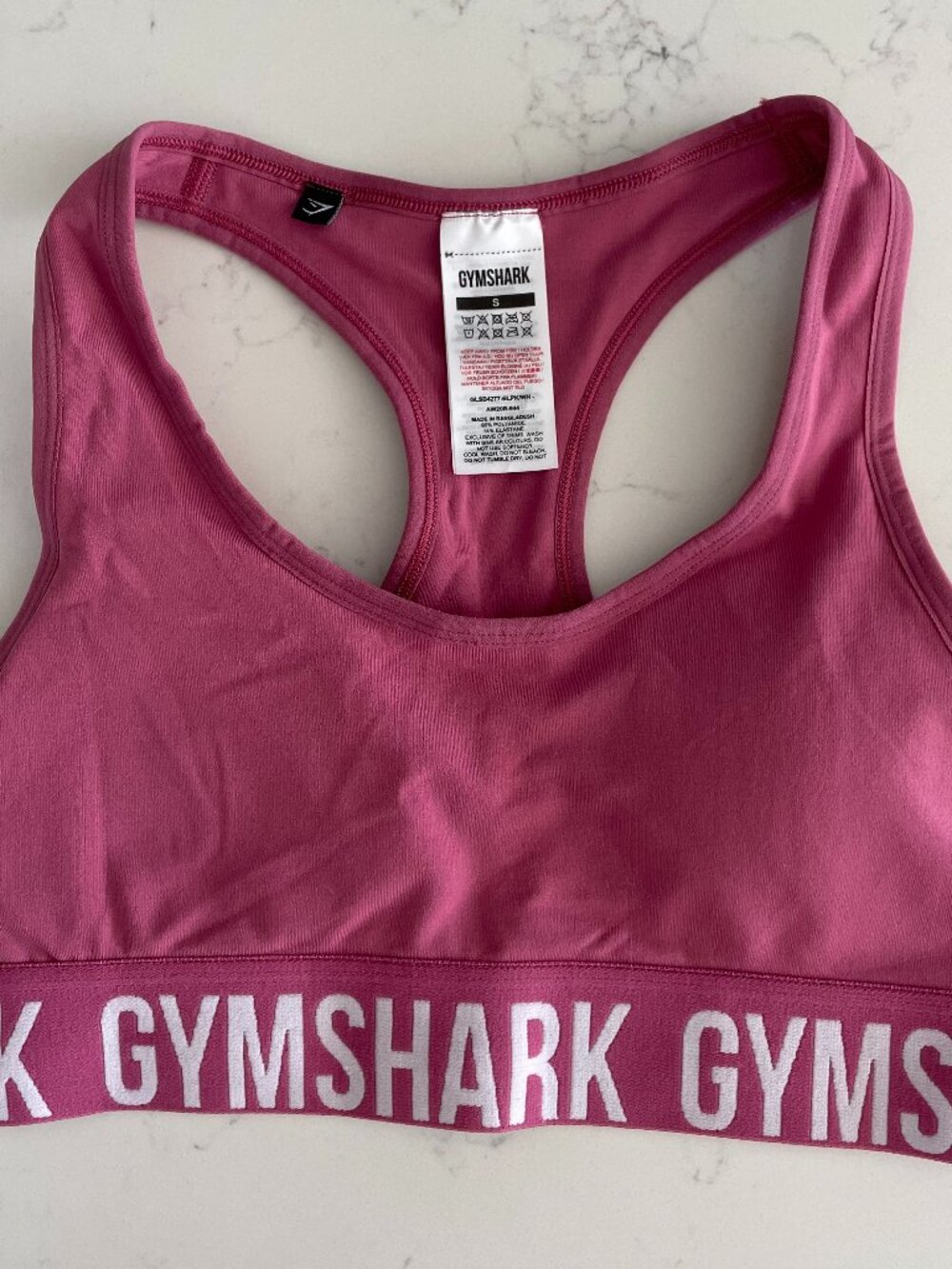 Gymshark Fit Seamless Activewear Athletic Racerback Sports Bra Pink & White Sz S